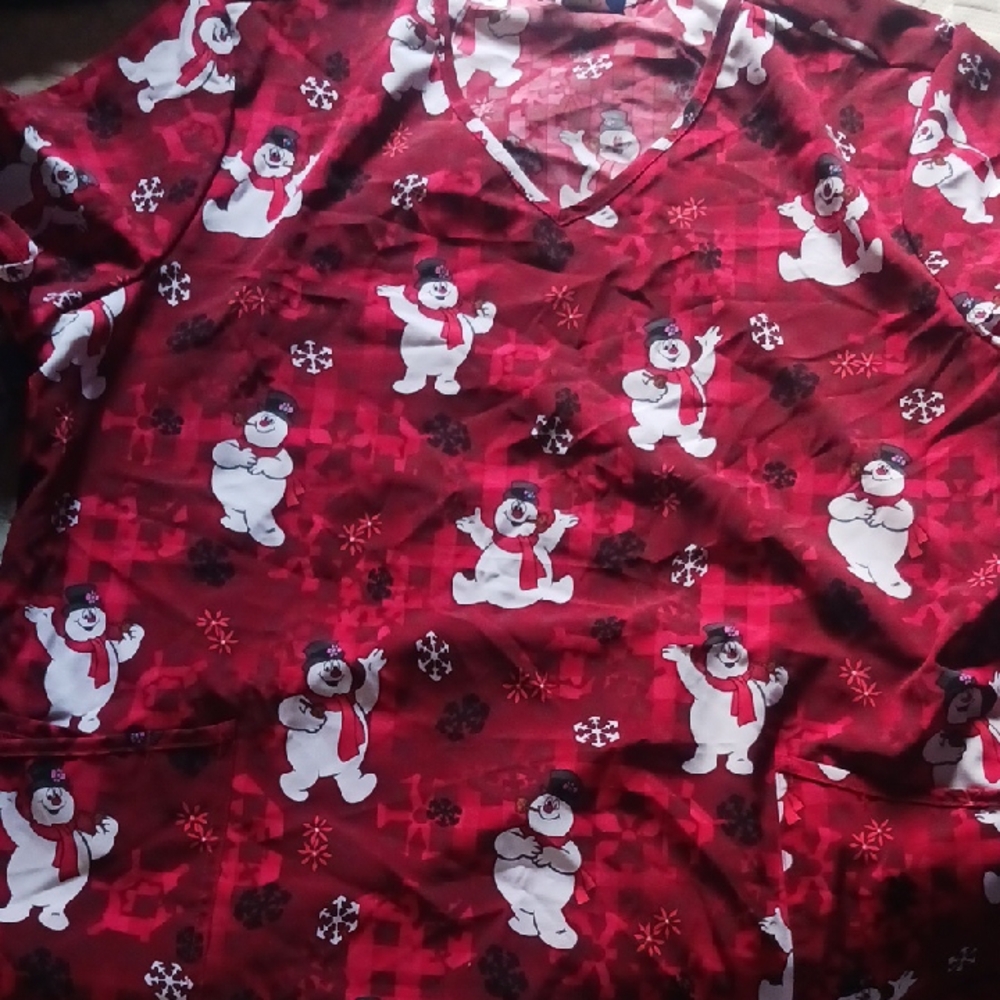 Festive Red and White Pajama Top with Playful Polar Bears